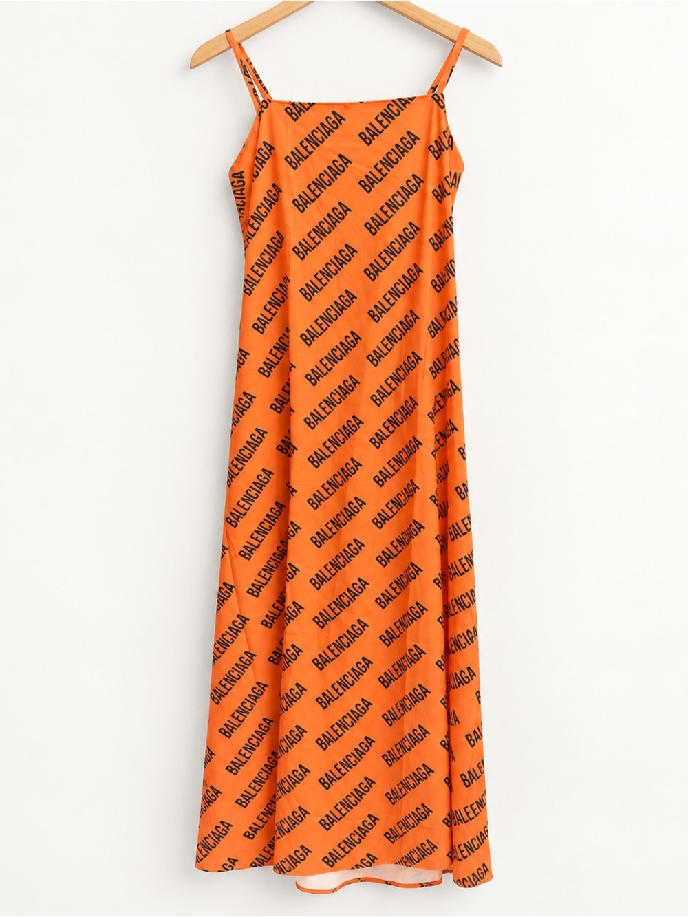 NWT  OS printed Orange All-Over Logo Slip Dress